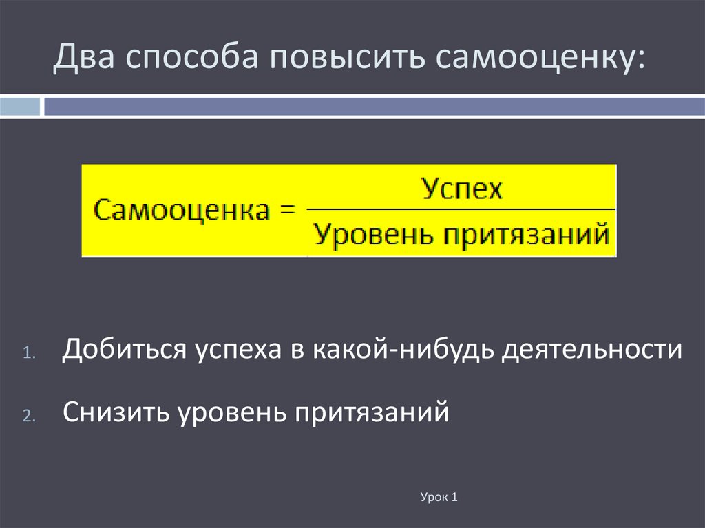 Самооценка и уровень притязаний как факторы мотивации презентация