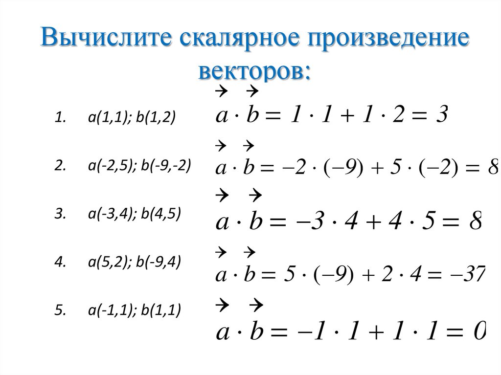 Скалярное произведение векторов презентация