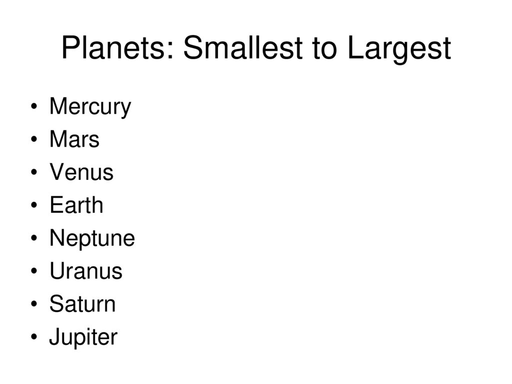 Planets: Smallest to Largest