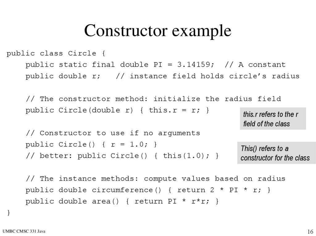 Constructor example