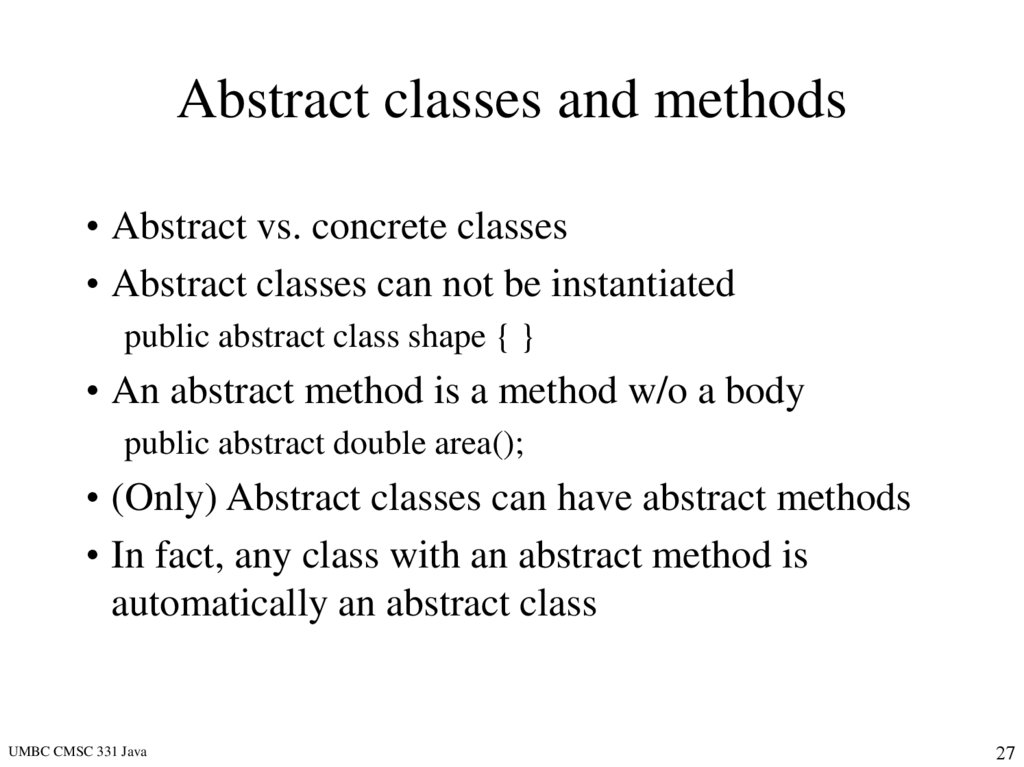 Abstract classes and methods