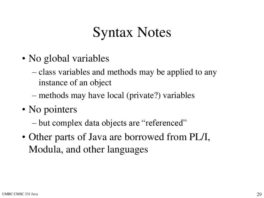 Syntax Notes