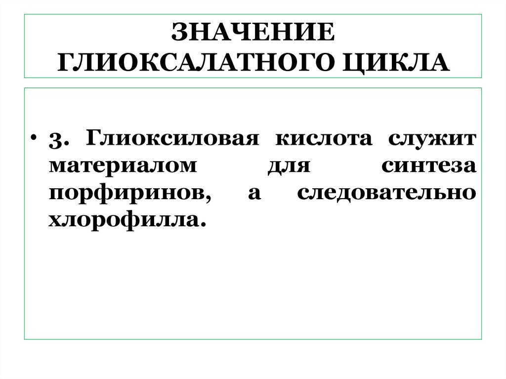 ЗНАЧЕНИЕ ГЛИОКСАЛАТНОГО ЦИКЛА