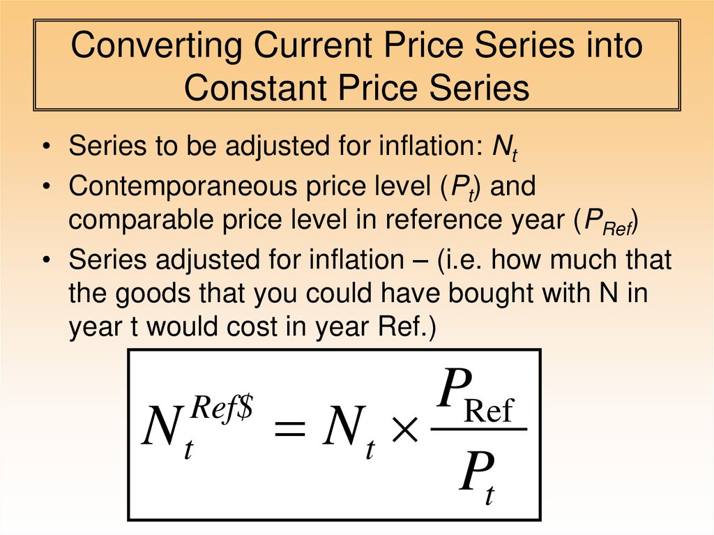 Converting Current Price Series into Constant Price Series
