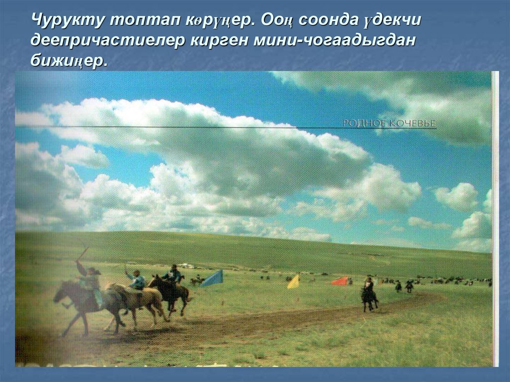 Чурукту топтап кѳрүӊер. Ооң соонда үдекчи деепричастиелер кирген мини-чогаадыгдан бижиӊер.