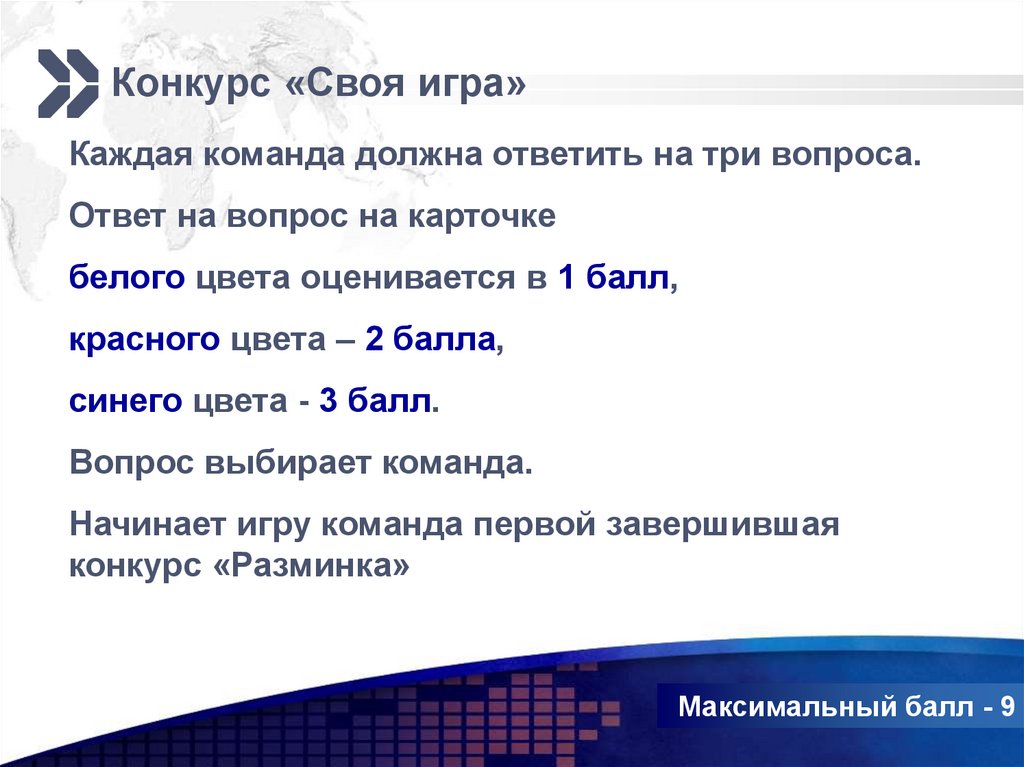 Конкурс «Своя игра»