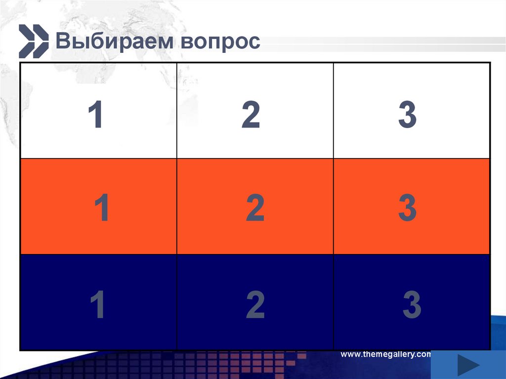 Выбираем вопрос