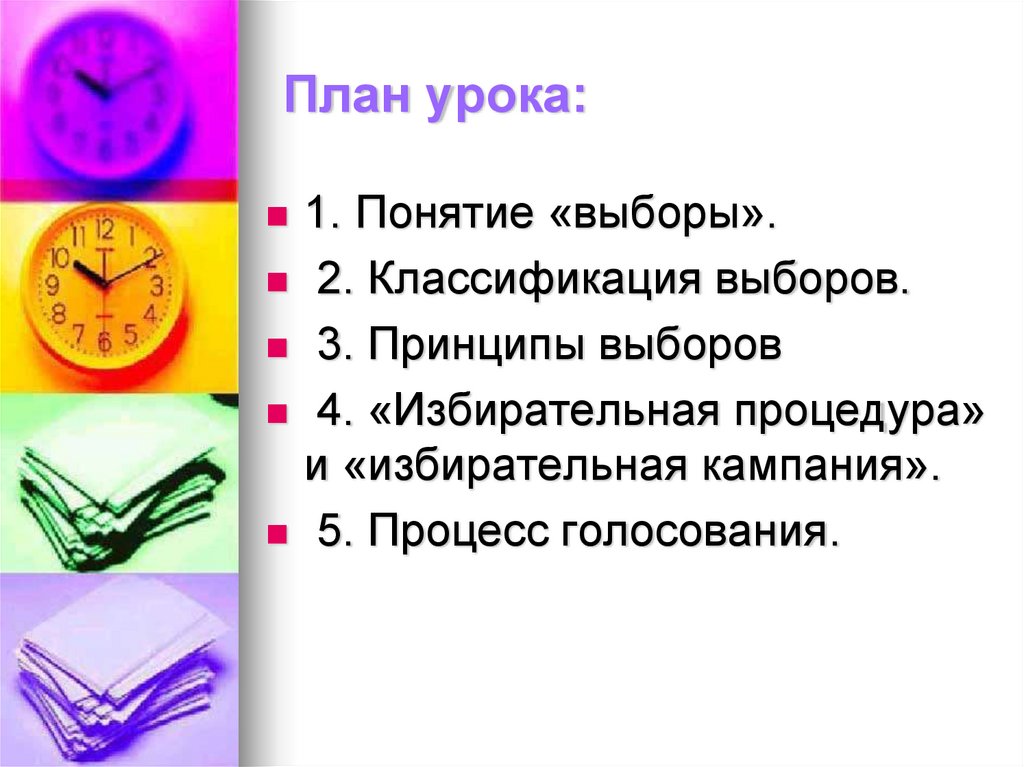 План урока: