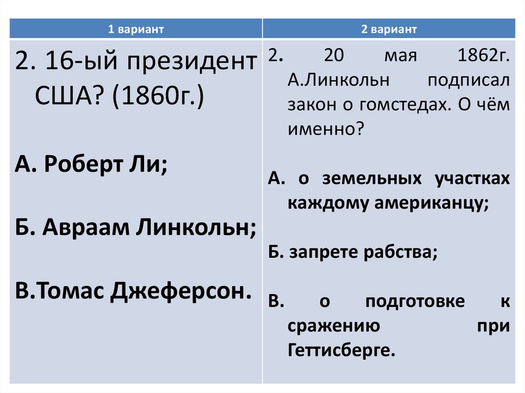 Тест сша 11 класс