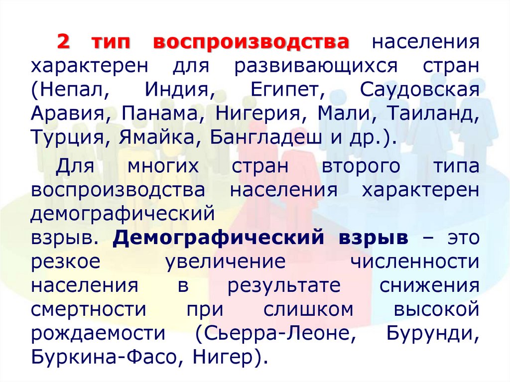 Тип воспроизводства населения в австралии. Второй Тип воспроизводства характерен для стран. Второй Тип воспроизводства характерен. Первый Тип воспроизводства. Тип воспроизводства Индии.