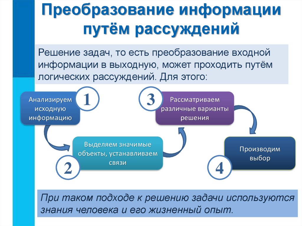 Преобразование информации путем рассуждений 5 класс презентация босова