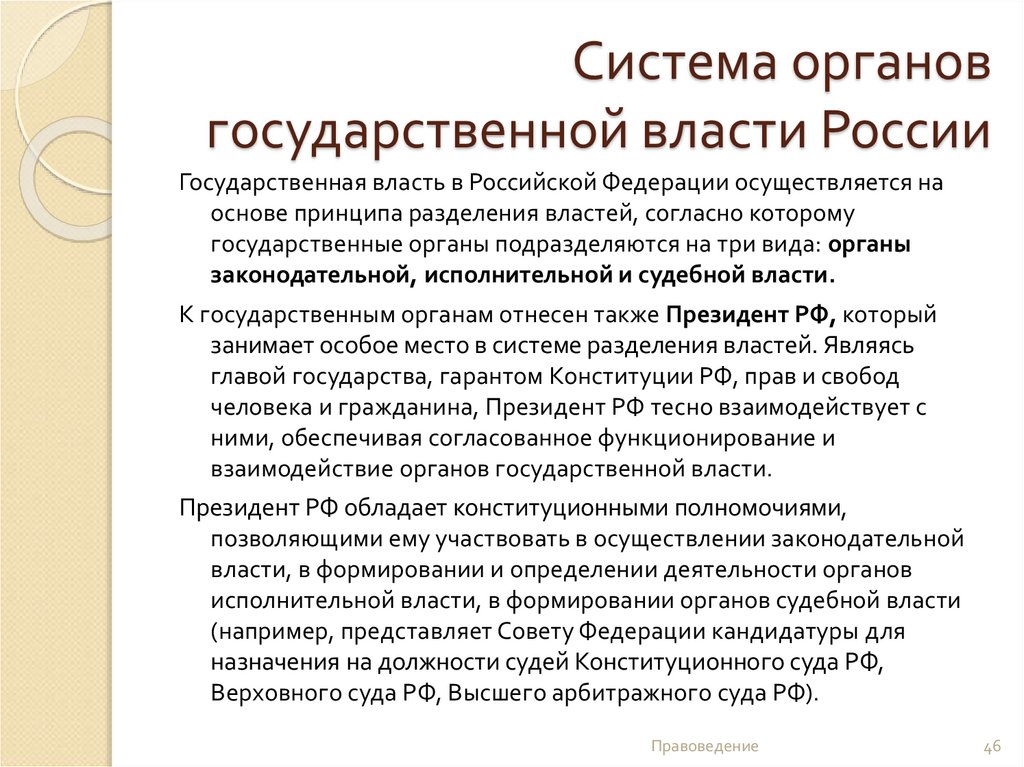 Система государственных органов рф презентация