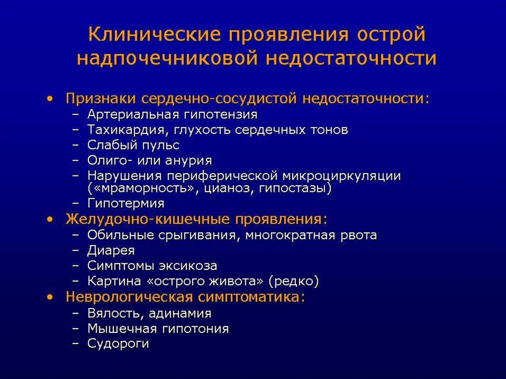 Острая надпочечниковая недостаточность - презентация онлайн