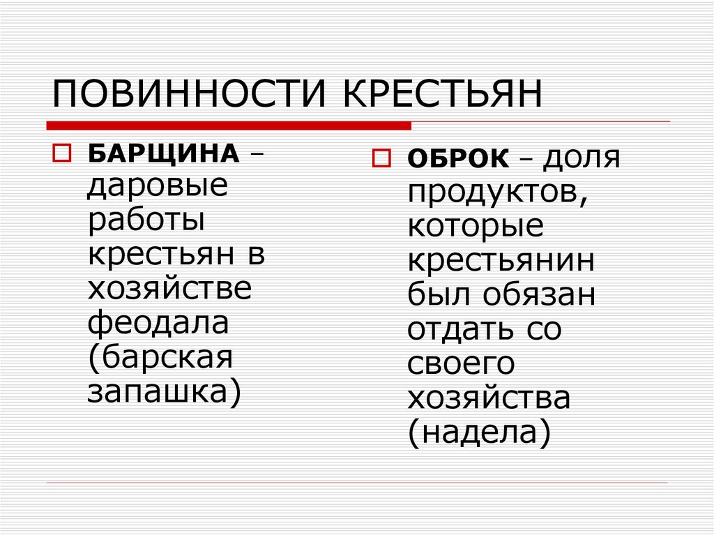 ПОВИННОСТИ КРЕСТЬЯН