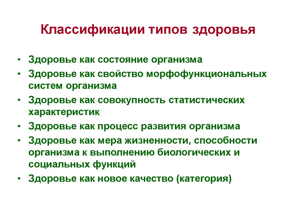 Типы здоровья