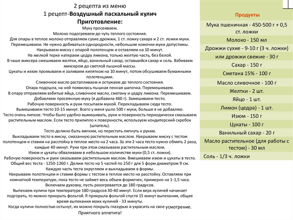 Проект праздничный обед 6 класс