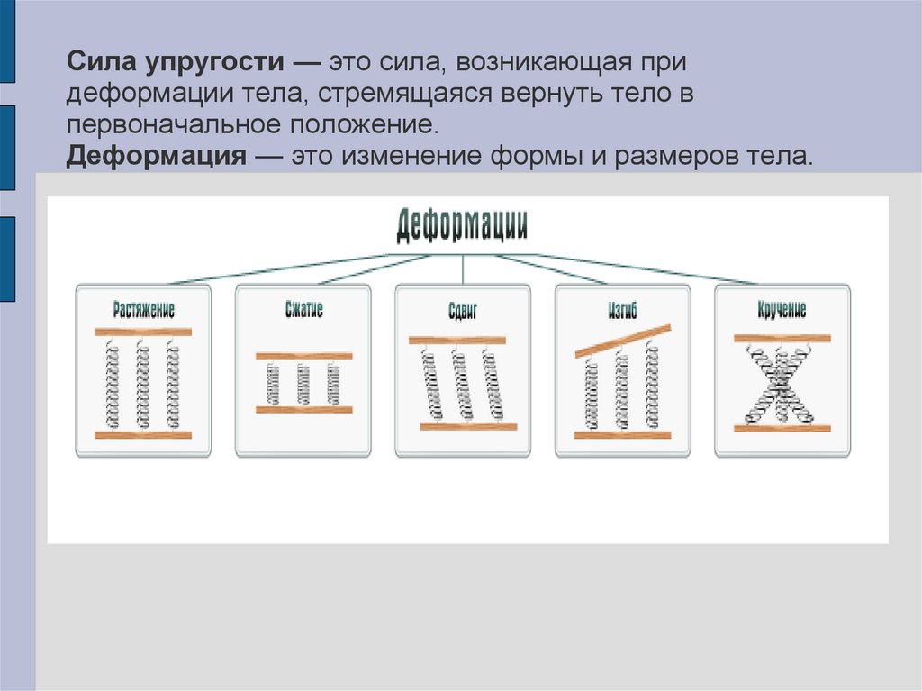 Виды упругости в физике. Сила упругости презентация. Сила упругости 7 класс. Кластер сила упругости. Сила упругости презентация 7.