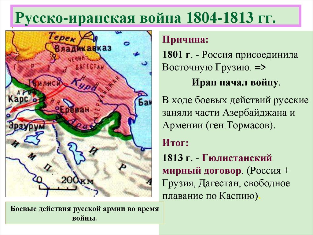 Русско иранская война 1804 1813 карта егэ