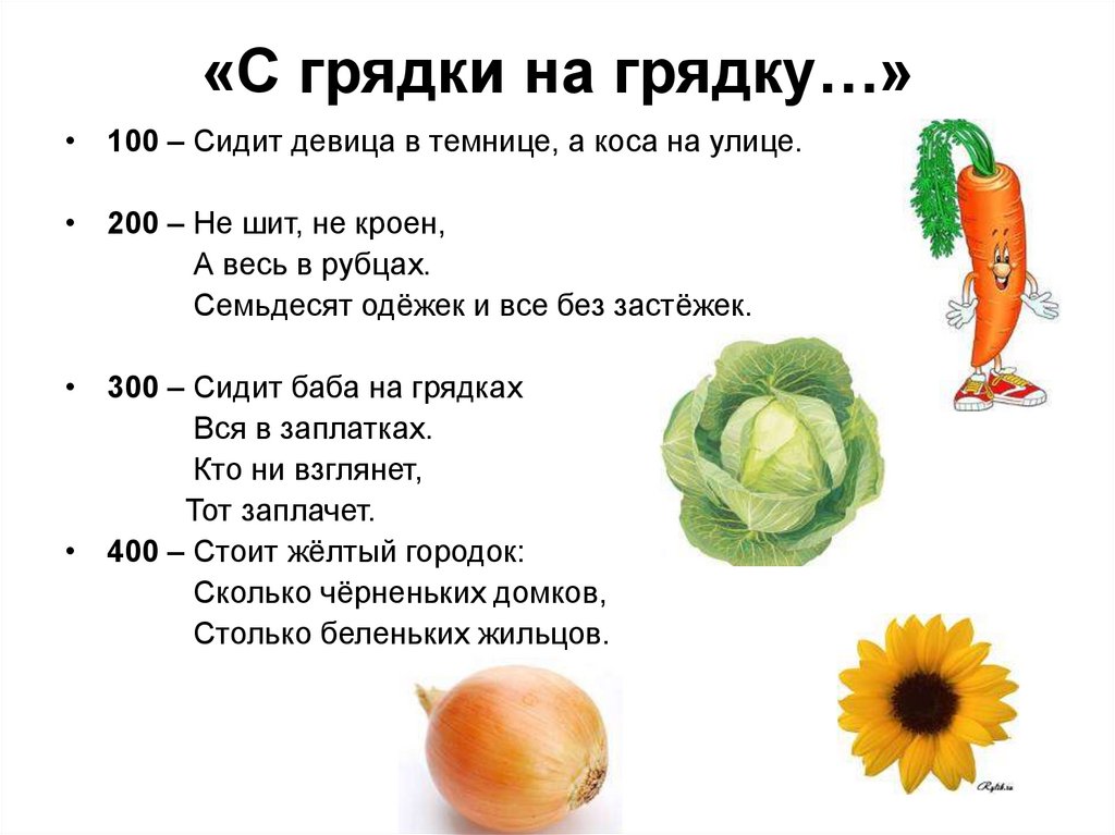 Детские загадки про овощи с ответами
