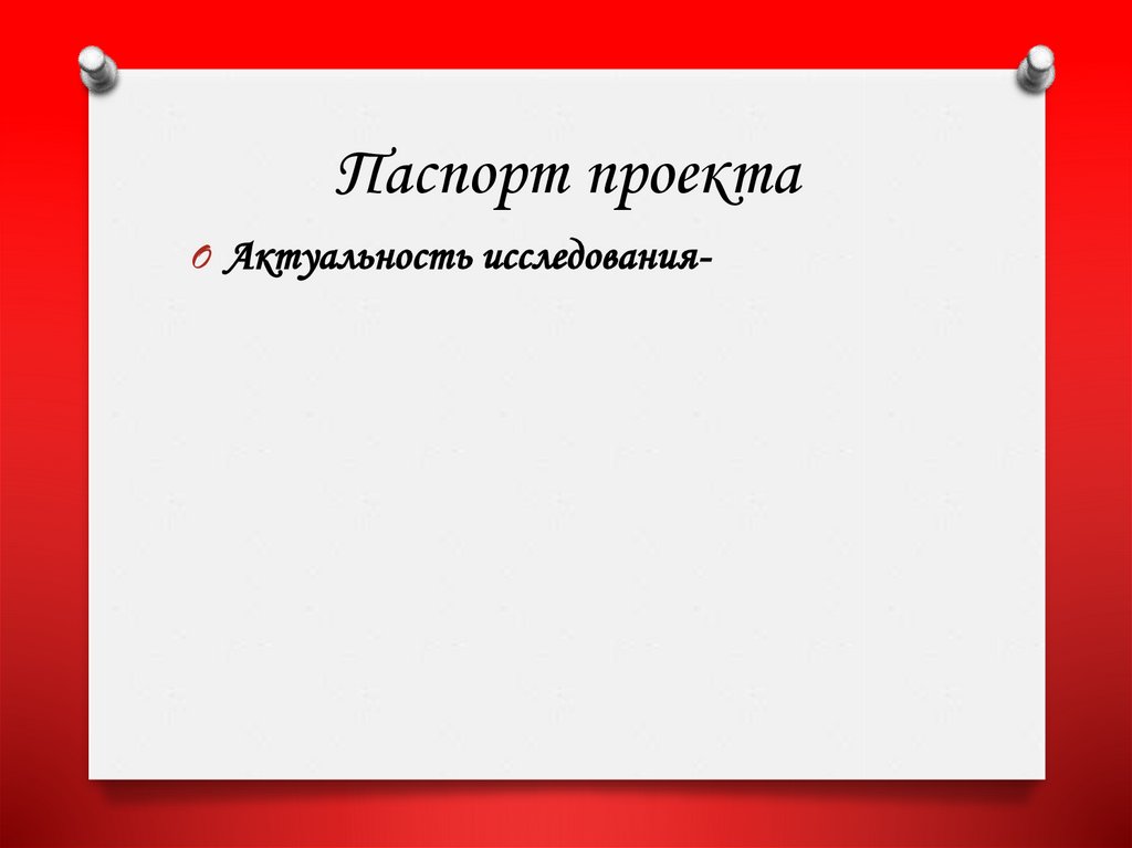 Паспорт проекта