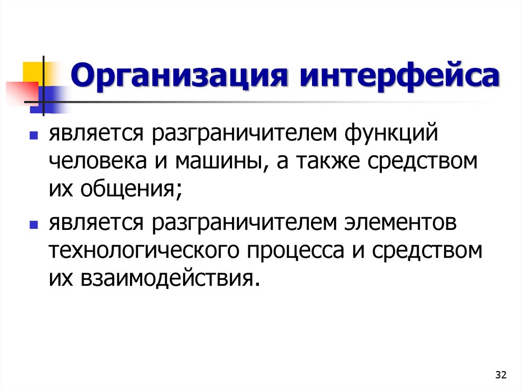 Организация интерфейса