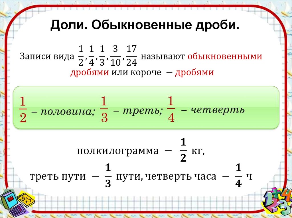 Понятие обыкновенной дроби 5 класс презентация мерзляк