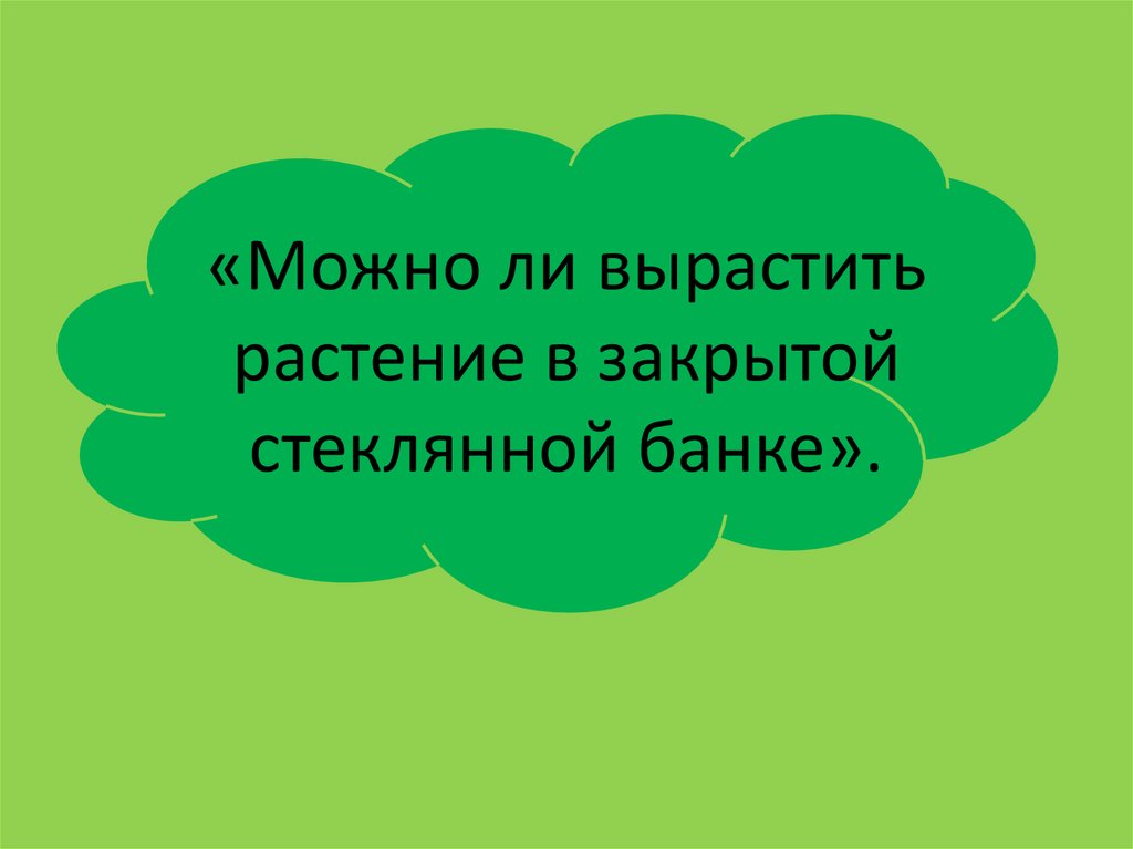 Проект можно ли вырастить растение в закрытой стеклянной банке