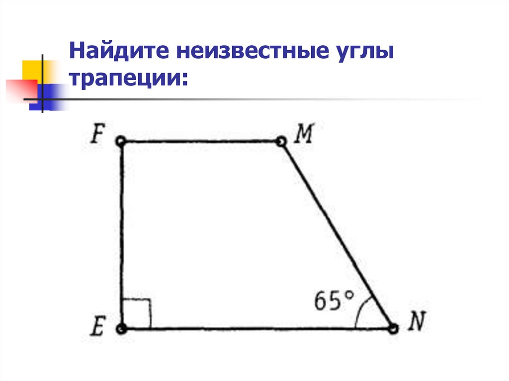 Найдите неизвестные углы трапеции: