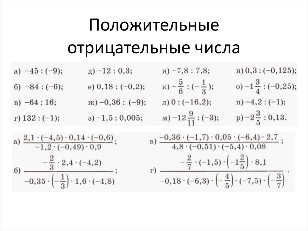 Карточки положительные и отрицательные числа