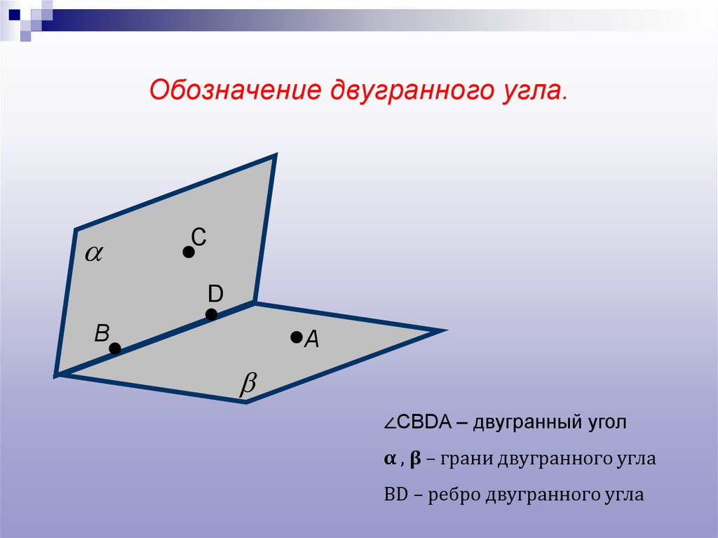 Двугранный угол - презентация онлайн