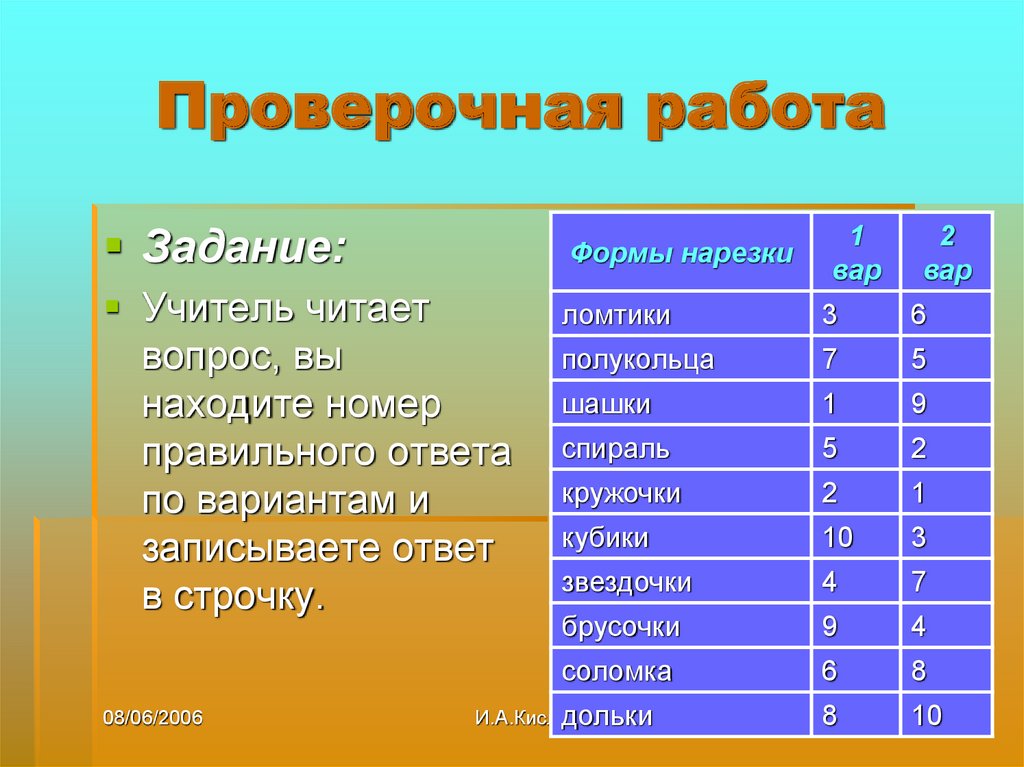 Проверочная работа