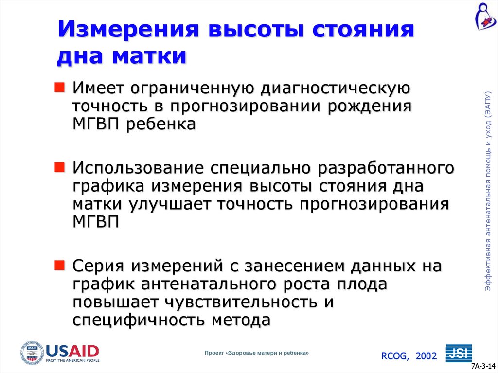 Измерения высоты стояния дна матки