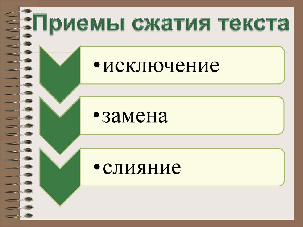 9 класс приемы сжатия текста презентация