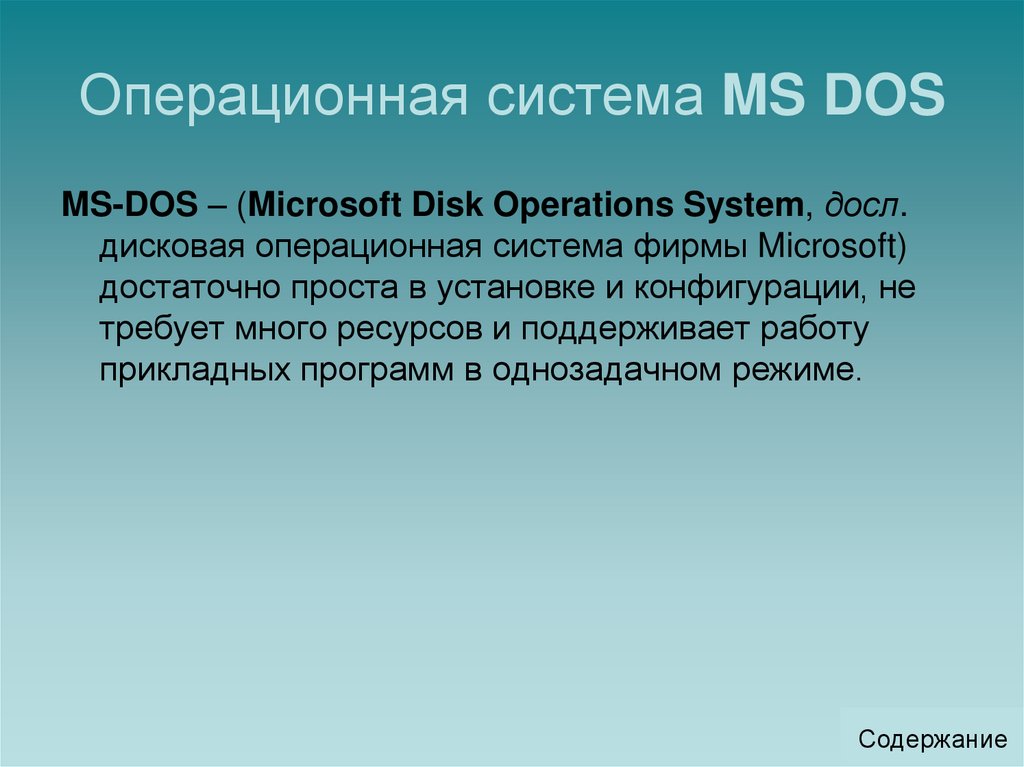 Операционная система MS DOS