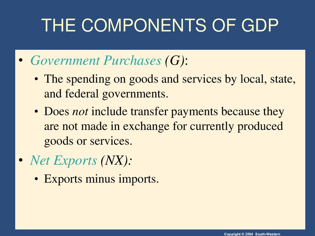 THE COMPONENTS OF GDP