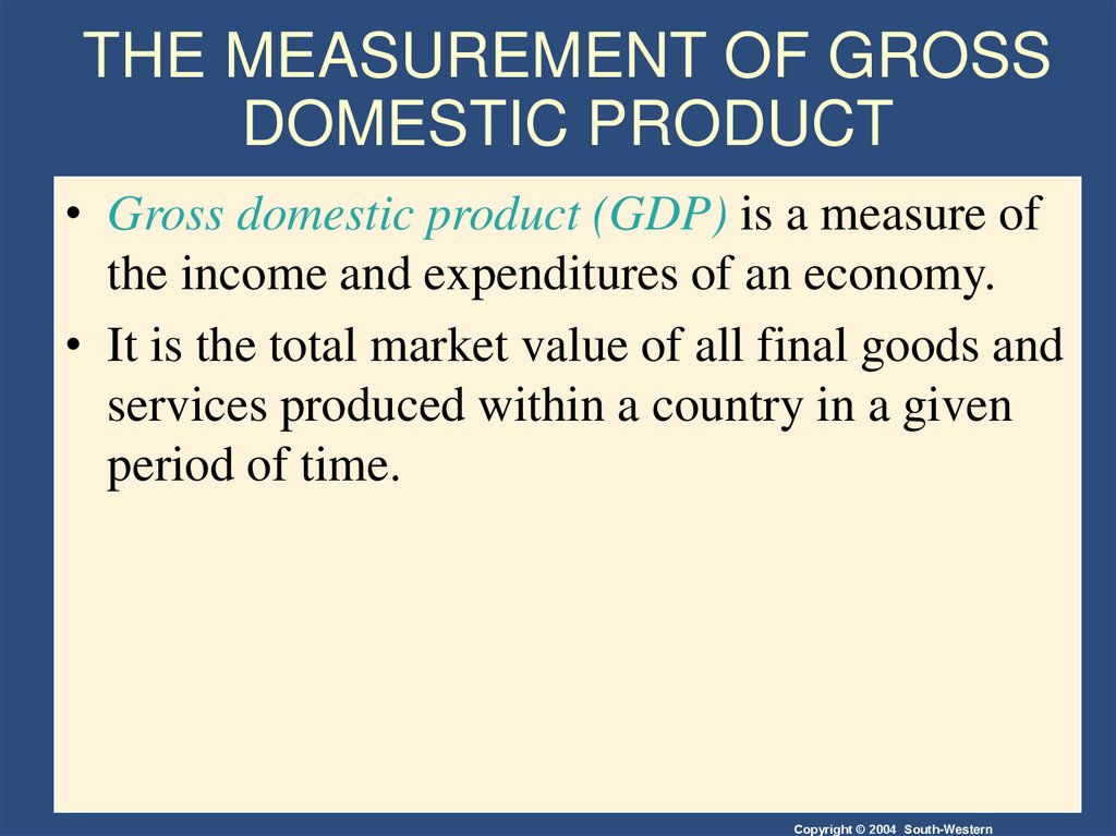 THE MEASUREMENT OF GROSS DOMESTIC PRODUCT