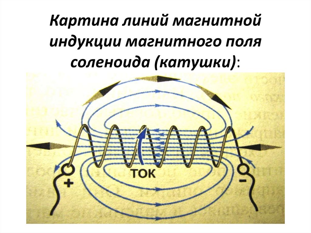 Картина магнитного поля катушки с током