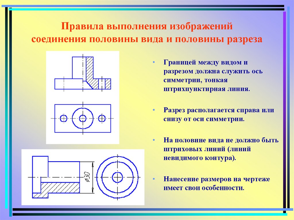 Оформление разреза на чертеже