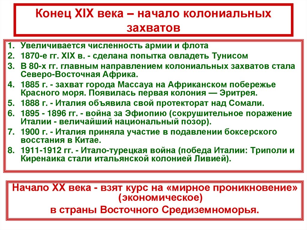 Конспект италия время реформ и колониальных захватов презентация 9 класс