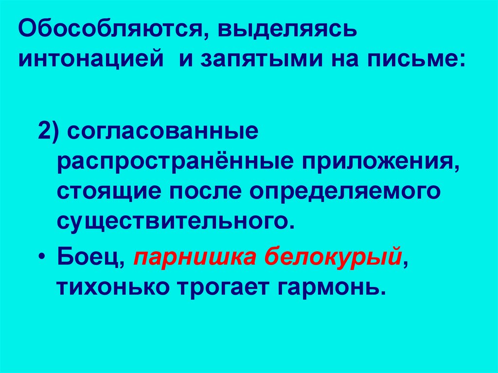 Распространенное приложение стоит после определяемого существительного