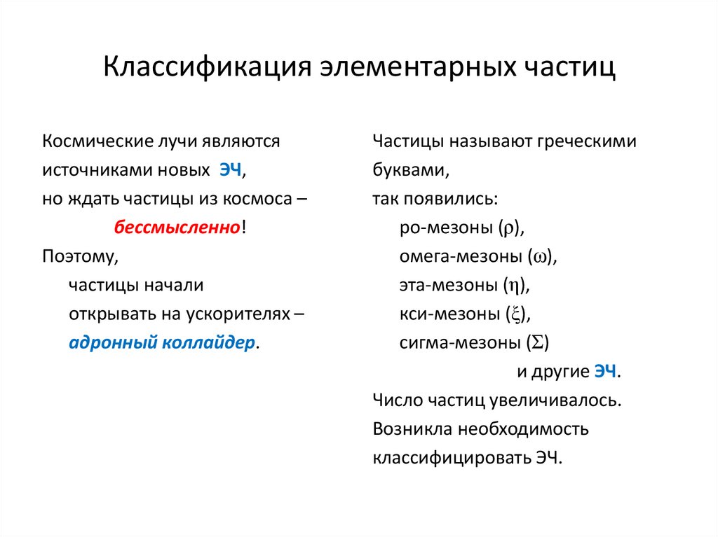 Классификация элементарных частиц презентация