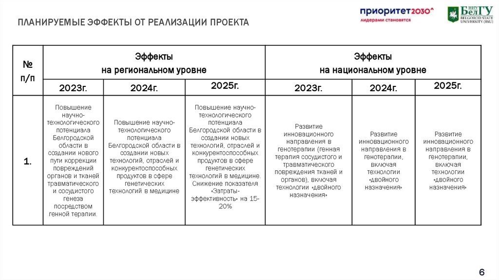 Планируемый эффект реализации проекта