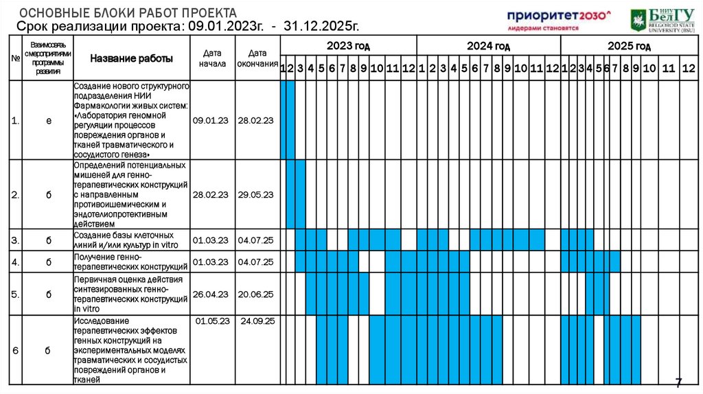 Основные блоки работ проекта