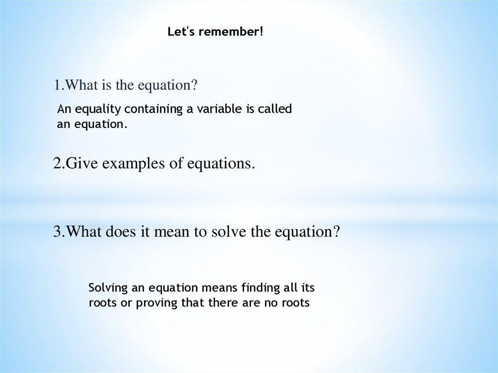 What is the equation? - презентация онлайн