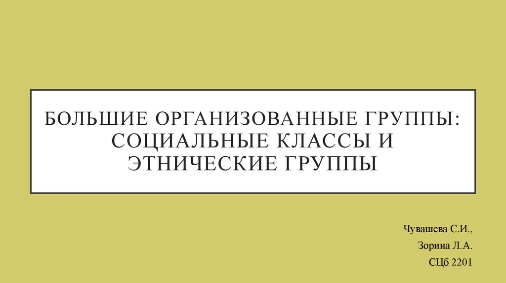 Социальные классы и этнические группы - презентация онлайн