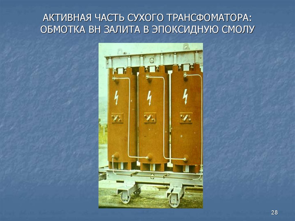 АКТИВНАЯ ЧАСТЬ СУХОГО ТРАНСФОМАТОРА: ОБМОТКА ВН ЗАЛИТA В ЭПОКСИДНУЮ СМОЛУ