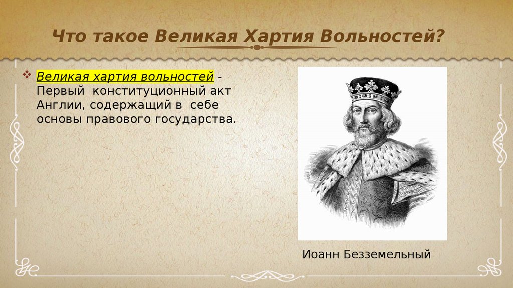 Великая хартия вольностей презентация