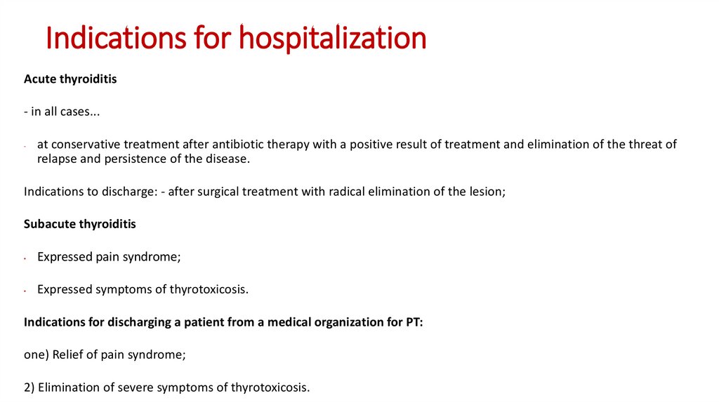 Indications for hospitalization