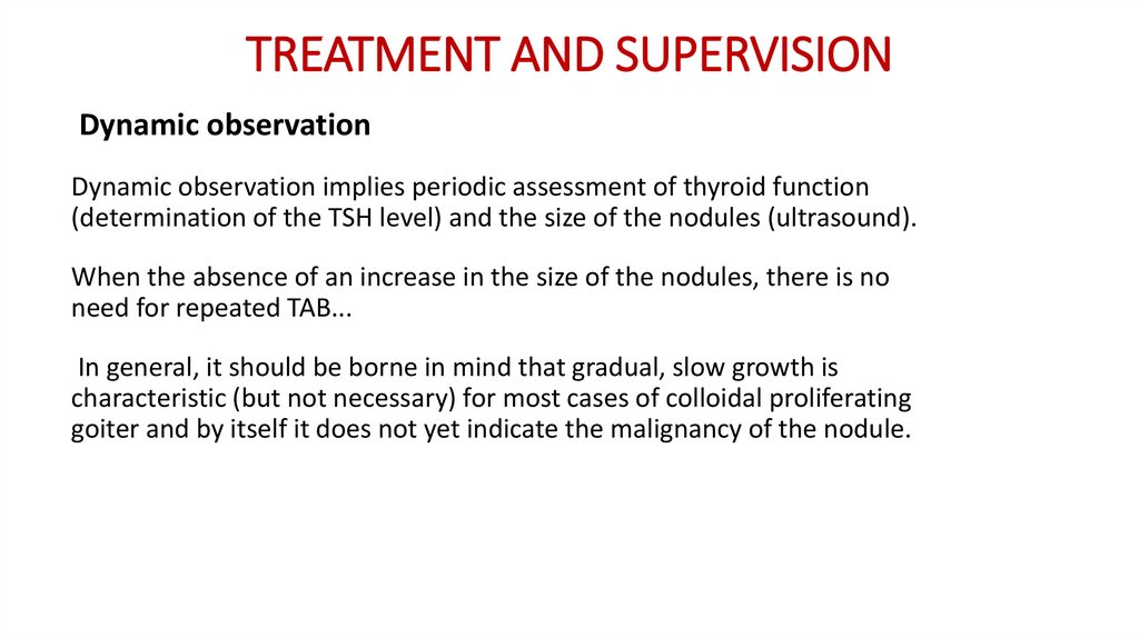 TREATMENT AND SUPERVISION