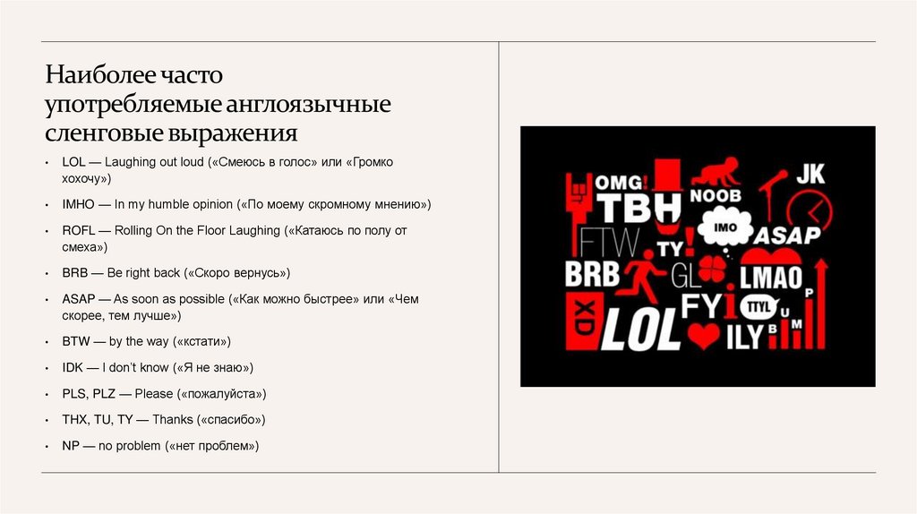 Проект англоязычный сленг в русской речи проект